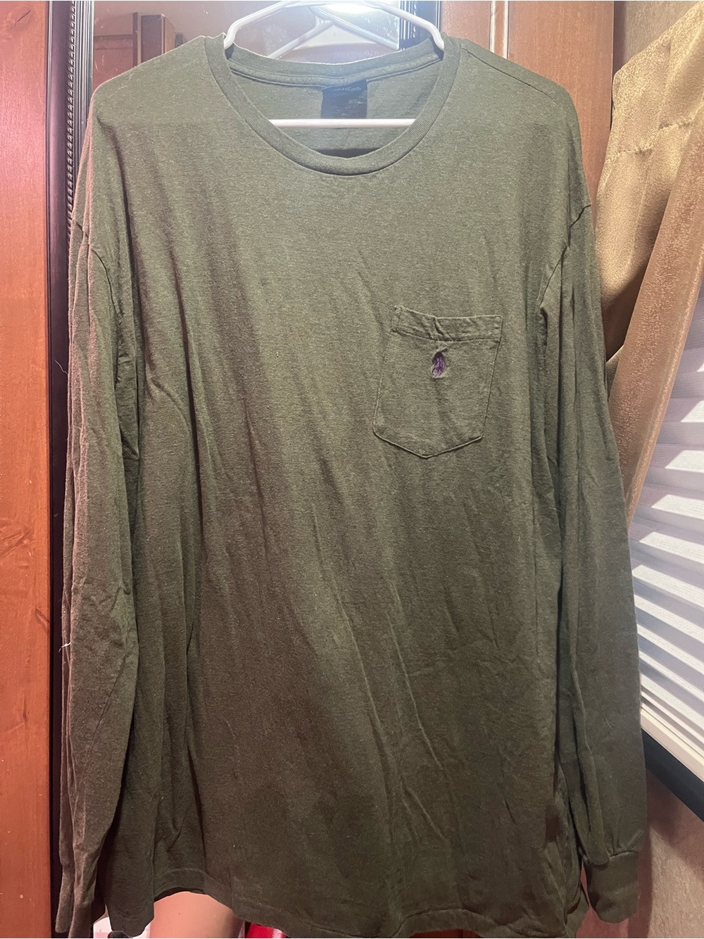 VTG Polo Ralph Lauren Olive Green Long Sleeve Pocket T-shirt Men’s XL Cotton